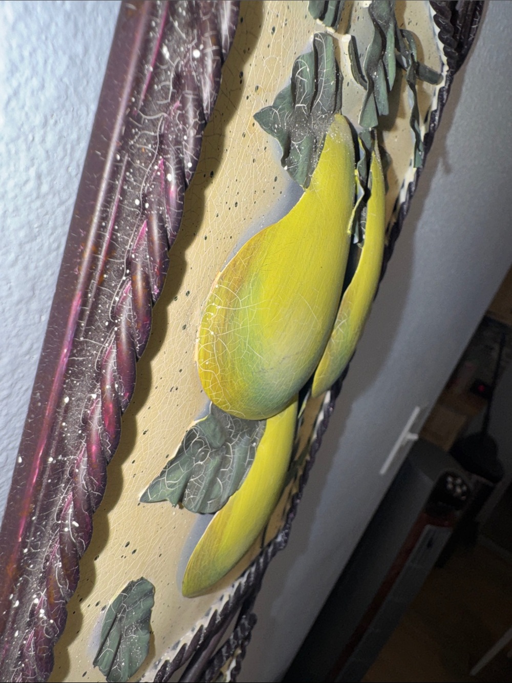 Vintage Home Interiors (Homco) Wrought Iron 3-D Fruit Wall Plaque Tuscan Rustic - Picture 6 of 8